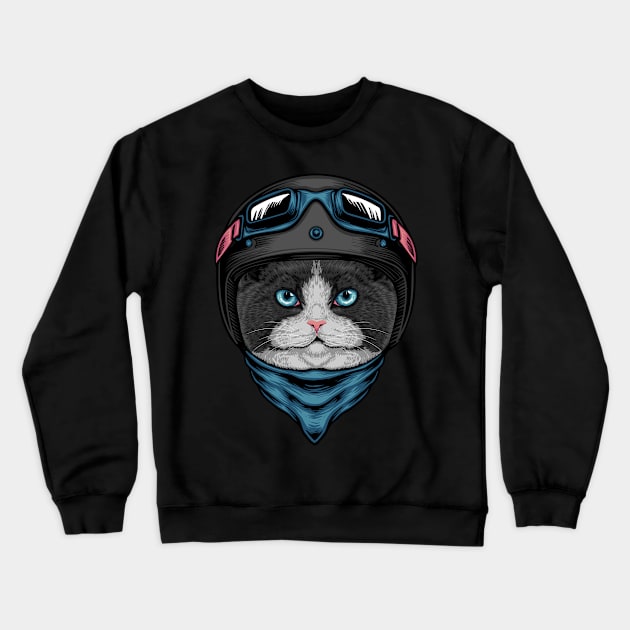 Cat rider Crewneck Sweatshirt by sharukhdesign